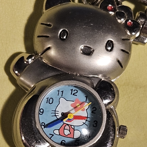 Hello Kitty Watch-Compass Silver Tone New Battery Works Great